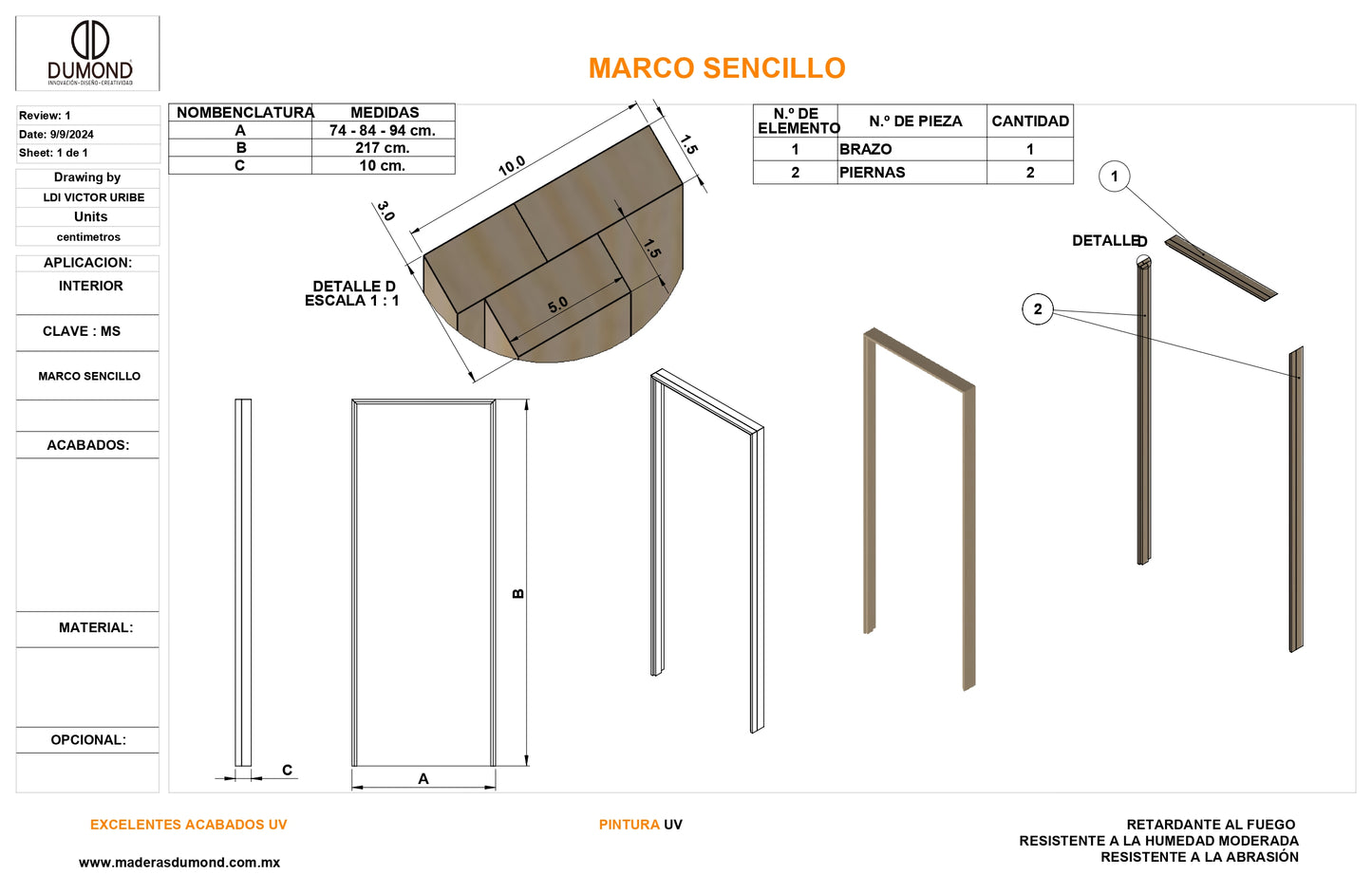 Medios marcos de MDF 15mm con acabado en pintura  UV 